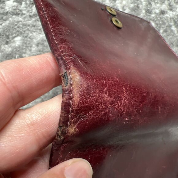 Bosca Vintage Kiss Lock Wallet Card Holder Mahogany Leather 4.5" x 4" USA - Picture 7 of 10